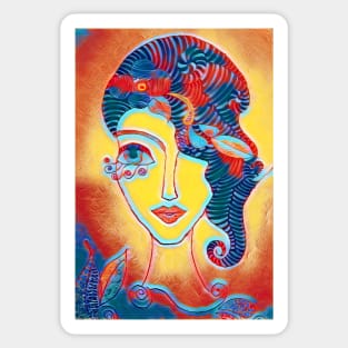 MODERN LADY in CURLY HEAD-DRESS Sticker